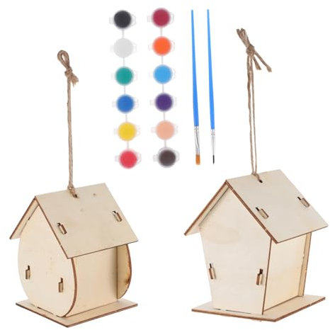 BESPORTBLE 2sätze Diy Vogelhaus-bausatz Aus Holz Für Junge Mädchen Zum Bauen Und Bemalen Als Pädagogisches Holzhandwerk Und Puzzle-spielzeug
