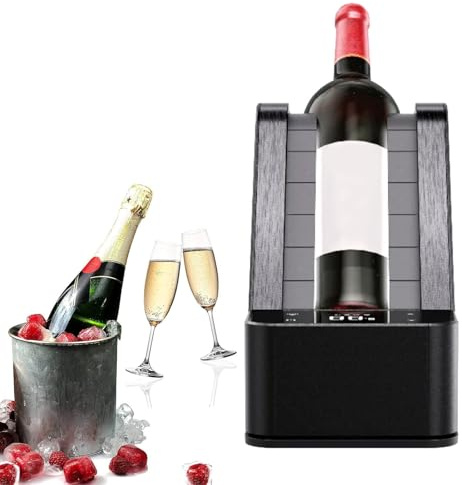 Raffreddatore Elettrico per Bottiglie da 750ml | Raffreddamento Rapido a 12°C in 8 Min | Controllo Temperatura 0-20°C | Display LCD + Luci Atmosferiche | Raffreddamento Semi-chiuso per Vino/Champagne