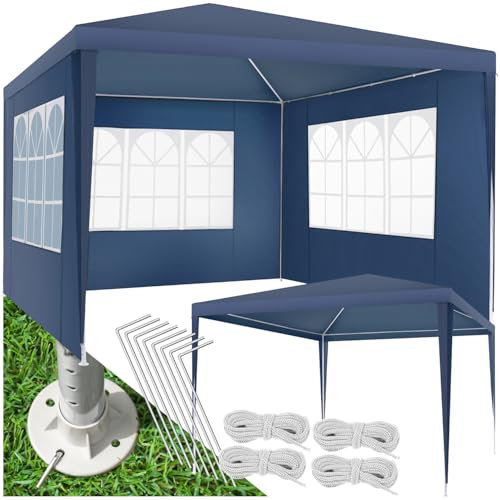 tectake® Carpa para jardín, Carpas para Exteriores Impermeables, cenador Jardin, toldo Playa, Carpa cenador, Carpas Jardin Exterior - 3x3m Azul