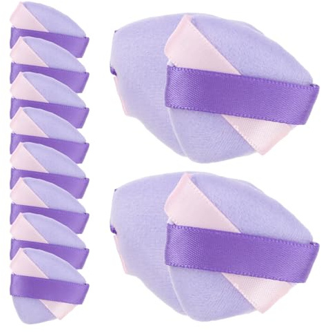 HONITANO 20 St Triangelformade Mini Puderpuff i Velour med Dubbelband Mjuk Makeupsvamp för Precist Ansikte Ögon och Kroppsapplicering Non-slip Kosmetisk Puff för Löst Puder och Foundation