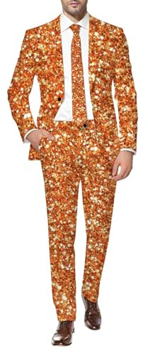 Traje de hombre estampado de lentejuelas brillantes, blazer para hombre, estilo nocturno, pantalón de traje, trajes y chaquetas, cuello alto, chaqueta Blazer Slim con un botón para eventos de carnaval