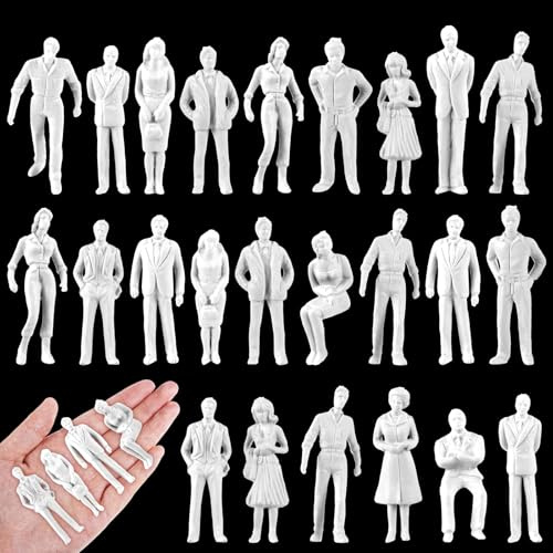 Namalu 30 Personajes en Miniatura para Modelismo 1:30 Escala Muñecos Figuras de Diorama Figuritas de Personas Blancas sin Pintar Mini Maquetas Arquitectónica Modelos de Personas para Escenas Trenes