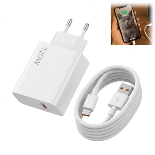 Caricabatterie rapido da 120 W per Xiaomi, con cavo USB C da 1.5 m, per adattatore da 120 W per Xiaomi Redmi Note 14 Pro,15T 15 14 Poco X7 Pro F7 Ultra, disponibile per altre marche.