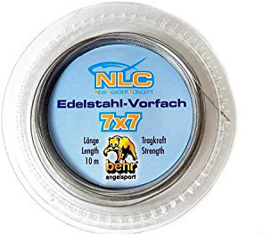 Edelstahlvorfach 7x7, 10 Meter Spule inkl. Klemmhülsen von Behr 8, 12, 15 Kg + gratis Petri Heil! Aufkleber (8 kg)