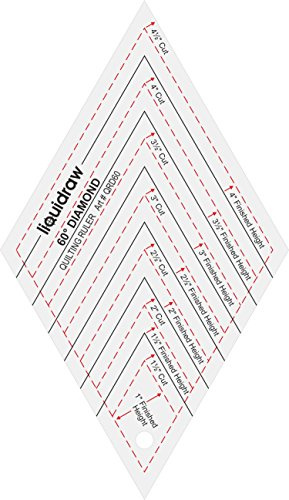 Liquidraw Diamond 60° Quilting Ruler Template | Made from Durable Clear Acrylic | Useful for Cutting Diamonds & Triangles | Ideal for Sewing, Dressmaking, Arts & Crafts | Cuts Diamonds from 1 & 4
