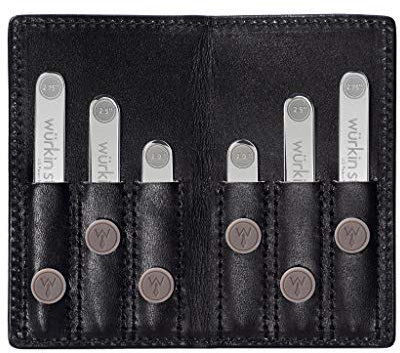 Würkin Stiffs Metal Magnetic Collar Stays for Men's Dress Shirts with Leather Wallet Case | Gift for Men | Power Stays Assorted 3 Pack (2.0, 2.5, & 2.75 Inch)