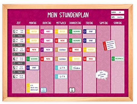 magnetischer Stundenplan beere mit 90 Magneten und Stift - abwischbar Wochenplaner Schule - ca. 40 x 30 cm