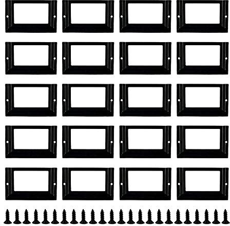 Kyuionty 20Pcs Antique Label Holder 3.1 x 2 Metal Name Card Frame for Office Library File Drawer Tag Cabinet Shelves Drawer (Black)
