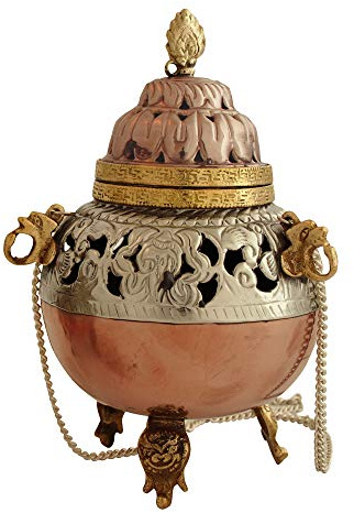 Bitto Rökelsekar koppar – vit metall SAMRA, H: 13 cm, Ø 9 cm