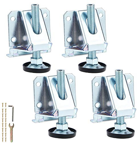 Knpwer 4Pcs Heavy Duty Furniture Levelers M10, Adjustable Furniture Leg Leveler,Lifting Leveler Cabinet Leveling Feet for Tables, Shelving Units, Cabinets, Workbench with Lock Nuts