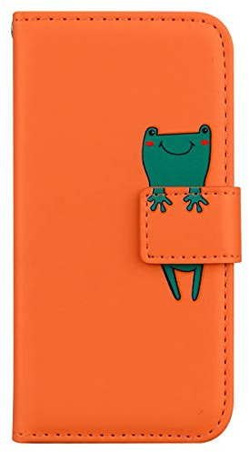 Annuo handyhülle iPhone 5/5S/SE 2016 Hülle Stoßfeste brieftasche Cartoon niedlicher muster handytasche iPhone 5/5S/SE 2016 etui klapphülle wallet Schutzhülle iPhone 5/5S/SE 2016 tasche leder Orange