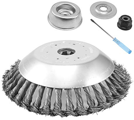 Viabrico strimmer wire brush cutter head, 8 inch steel trimmer with 4pcs ataptor kit, for grass trimmer