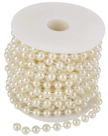 Ghirlanda di Perle Finte, 10 m/Rotolo di 8 mm Ghirlanda di Perline Stringa Rotolo di Perline di Perle per Feste di Matrimonio 32,8 Piedi(Beige)
