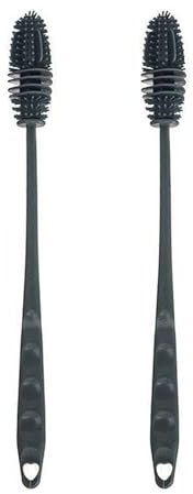 JTMKYO 2-Piece 27.5cm Silicone-Handled Glass Bottle Brushes, Grey, PP & TPR Material, Suitable for Kitchen Bottles & Glasses