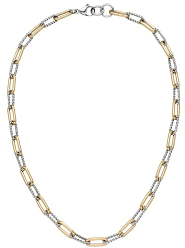 Jobo Damen-Halskette Paperclip aus Edelstahl in Bicolor-Optik 47 cm