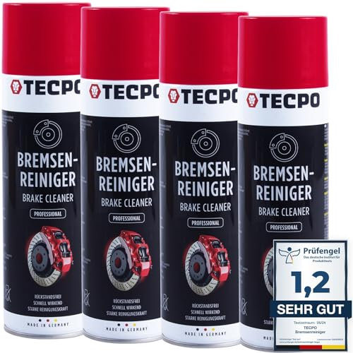 TECPO Bremsenreiniger 4x 500ml Universal Teilereiniger 360° Ventil Power Brake Cleaner Acetonfrei Reiniger Entfetter Korrosionsschutz