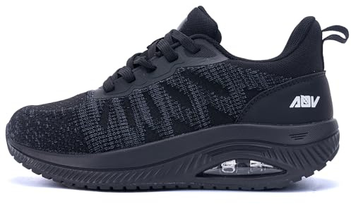 Quseek Zapatos ortopédicos para mujer, zapatos para caminar, cómodos, ligeros, transpirables, para fascitis plantar, pies planos EU35.5-42.5, Negro , 38 EU