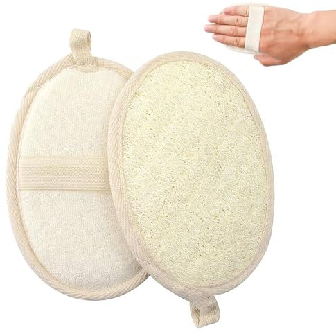 2 Pack Natural Loofah Sponge Exfoliating Body Scrubber,Eco-Friendly Shower Loofah, Exfoliating Sponge Face Wash Pads for Women and Men
