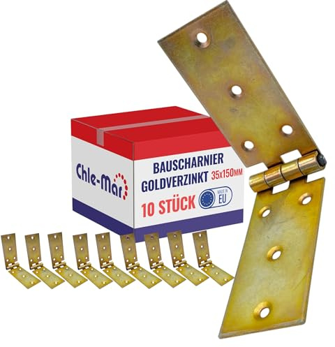 Chle-Mar 10x Kraftiga gångjärn förzinkade 35×150 mm, väderbeständiga