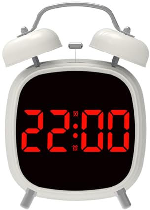 Hattba Sveglia digitale forte doppia campana Sveglia da scrivania Display dimmerabile Facile da leggere Progressivo Sound Design Movimento Sveglia Retro
