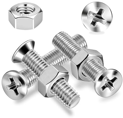 Ezitruz 80 Pcs Countersunk Screws Set, M3x6 mm Bolts 304 Stainless Steel Flat Head Machine Screws Phillips Bolts with Nuts Fully Threaded for Home Furniture Chair Repairs