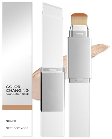 Color Changing Foundation Stick mit Bürste, 2in1 Mehrzweck Cover Cream, Farbwechselndes Make Up Concealer, Full Coverage & Leichte Abdeckcreme Natural, Wasserfest & Langlebig Cremestift Alle Hauttypen