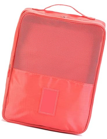 Chiyyak Organizador de Zapatos de Fácil Acceso con Bolsa de Zapatos de 3 Pares con Diseño de Asa para Viajes Deportivos (Rojo)