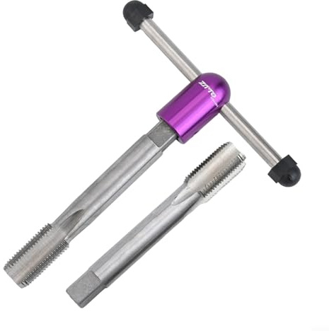 Dolvitrny Kit de réparation de filetage de manivelle de vélo avec jeu de tarauds en acier côté gauche et droit pour pédale 9/16, entretien du bras de manivelle et outil de filetage de pédale (L + R
