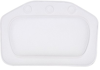 Badkudde med sugkoppar för nackstöd, bekvämt skum, PVC-material, 8,3 x 12,2 tum, vit färg, badkarstillbehör