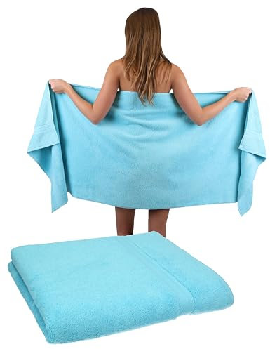 Betz 2 Stück Saunatücher XXL Badetuch Liegetuch Strandlaken Saunahandtuch Premium Frottee 100% Baumwolle Größe 70 x 200 cm Farbe türkis