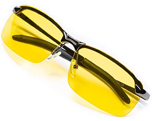 Occhiali per guida notturna, antiriflesso, polarizzati, con elegante custodia, per visione notturna, per guida notturna, Argento, Small