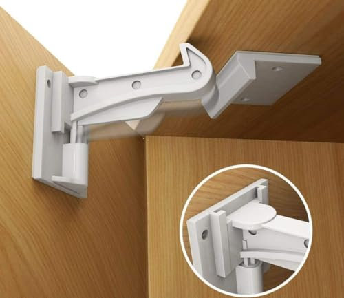 Schrankschlösser, Kindersicherheit, glatte, unsichtbare Feder, kein Bohren, babysichere Sicherheitsriegel für Küche und Schlafzimmer, Schränke und Schubladen, mit 3M-Kleber und 20 Schrauben,