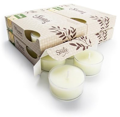 Pure Jasmine Premium Tealight Candles Bulk Pack - Highly Scented with Natural Oils - 24 Yellow Tea Lights - Beautiful Candlelight - Made in the USA - Flower & Floral Collection