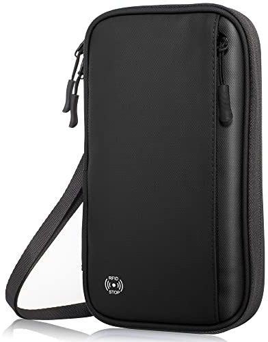 Travel Wallet Passport Holder with RFID Blocking Unisex Family Passport Holder, Portable and Foldable Unisex Travel Essentials, Used for Flight Tickets Credit Card, Money, ID, Gifts for Men and Women