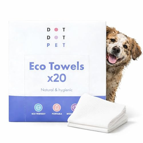 DotDotPet Eco Dog Towels for Drying Dogs (20 Pack) - Natural Fibre, Super-Absorbent Dog Drying Towels - Plastic-Free & Skin-Kind - Dog Cleaning Wipes Ideal for Muddy Walks, Wet Dogs & Bath Time