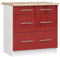 AKORD | Küchenschrank mit Arbeitsplatte - Oliwia S80 | Küchenunterschrank mit 3 Schubladen | Unterschrank Küche 80 cm Breit | ABS-Kante 18 mm | 46 x 80 x 85 cm | Weiß | Rot Glanz