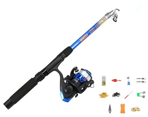 BBTISG Kit de Canne à Pêche, 40-180cm Canne à Pêche Télescopique et Crochet de Corde Canne à Pêche Télescopique Portable pour Enfants, Garçons, Filles et Adultes (Canne à pêche)