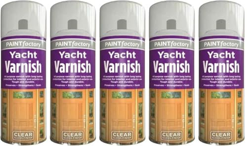 5 x All Purpose Yacht Varnish 400ML - Professional Gloss Finish Spray Wood Color Paint