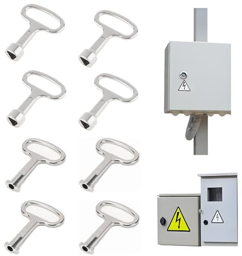 CALLYSONIC Lot de 8 clés triangulaires fendues, clés triangulaires, accessoires de pompiers, clés d'armoires électriques, clés triangulaires, clés universelles pour radiateurs, incendies, poubelles