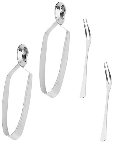 COLLBATH Set Di 4 Forchette E Pinze in Acciaio Inox Utensili Da Pranzo Per Lumache Forchetta Con Clip Per Cena