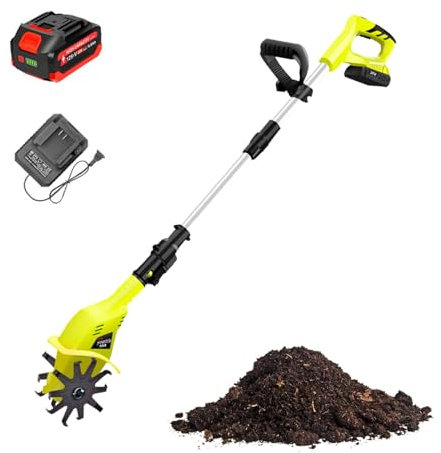 ZephyrGlow Motobineuse électrique Largeur de Travail 10 cm, Profondeur de Travail 25 cm, Guidon Ergonomique et Pliable, Tube Téléscopique,TL-02