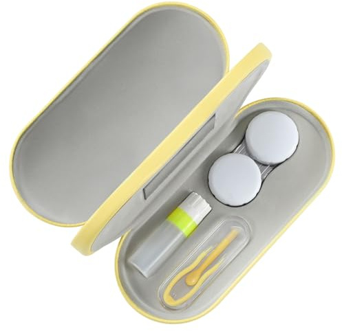 MoKo Double Eyeglass Case,Glasses and contact case 2 in 1 with Mirror