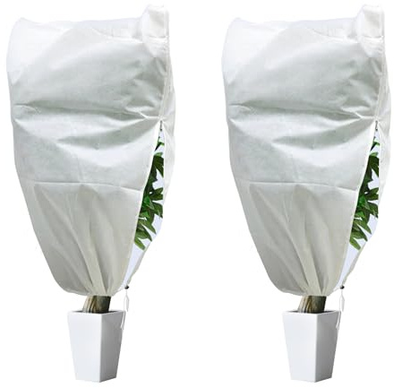 Voile de Hivernage pour Plantes Extérieures, Lot de 2 Housses d'Hivernage 120 x 180 cm, Sac Serre de Hivernage 60 g/m², Housses de Protection pour Palmier Olivier Citronnier contre le Froid et le Gel