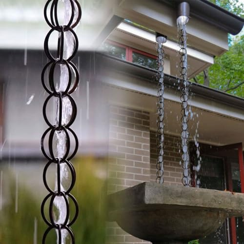 yurstcggh Cascada Decorativa de Cadenas de Lluvia,Cadena de Lluvia Exterior,Desviador del Agua de Lluvia de los Bajantes de los Canales,Pabellón,Porche,Villa,jardín,decoración del hogar 2.2m(7.3ft)