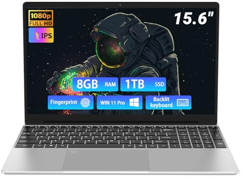 Breloom Computer portatile da 15,6 pollici, computer portatile aziendale con processore N5100 8GB DDR4 1TB SSD, doppia USB 3.0, display FHD 1920x1080, Wi-Fi 5, BT5.0, tastiera retroilluminata con