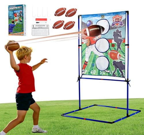 Jahenway Football Toss Game Set with 4 Inflatable Balls – Football Throwing Target Toy for Kids Ages 8-12, Indoor & Outdoor Sports Activity for Boys and Girls Ages 3+