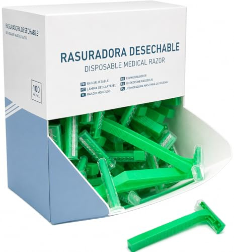 Rasuradora Desechable Doble Hoja con Peine | Pack 100 Unidades | Acero Inoxidable | Uso Hospitalario, Sanitario y Estético | Hombre y Mujer
