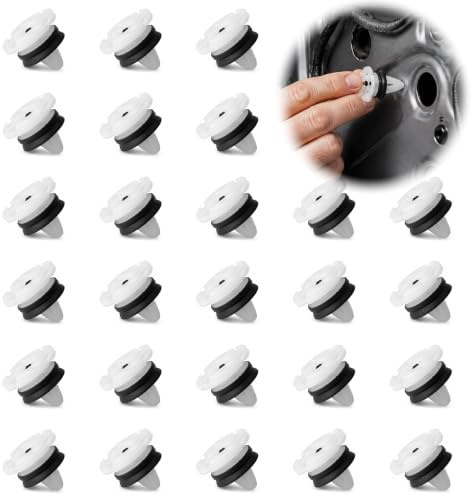 Ruvan Lot de 30 Clips de Fixation Panneau de Porte Anti Bruit Agrafe Plastique Auto pour Habillage Portiere Peugeot Joint Caoutchouc Noir