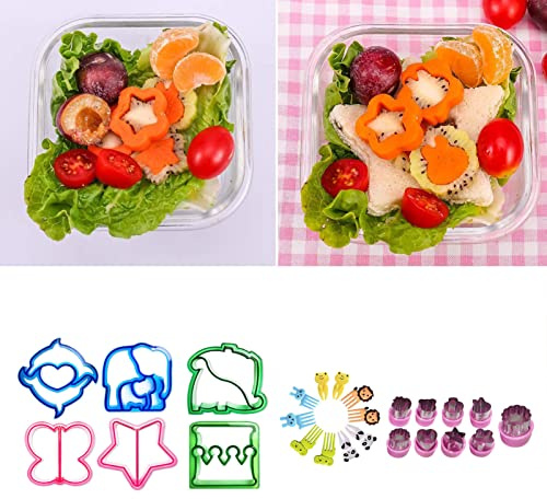 Wakects Juego de 25 Cortadores de Sándwich, Cortadores de Frutas de PP y Acero Inoxidable para Kit de Horneado de Bricolaje, Fácil Limpieza, Bordes Aptos para Niños, Formas Divertidas para el