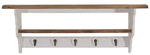 Landhaus Vintage Look Möbel weiß Regal Wandregal Aufbewahrung (Wandgarderobe Gustav, 5 Haken, 70cm)
